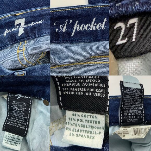 7 For All Mankind 7FAM "A" Pocket Jeans 27 Bootcut Mid Rise ALTERED - Picture 5 of 13
